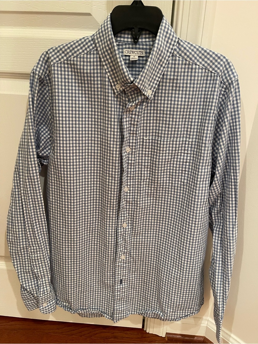 J Crew Crewcuts Boys Blue Gingham Button-Down Shirt Size 16